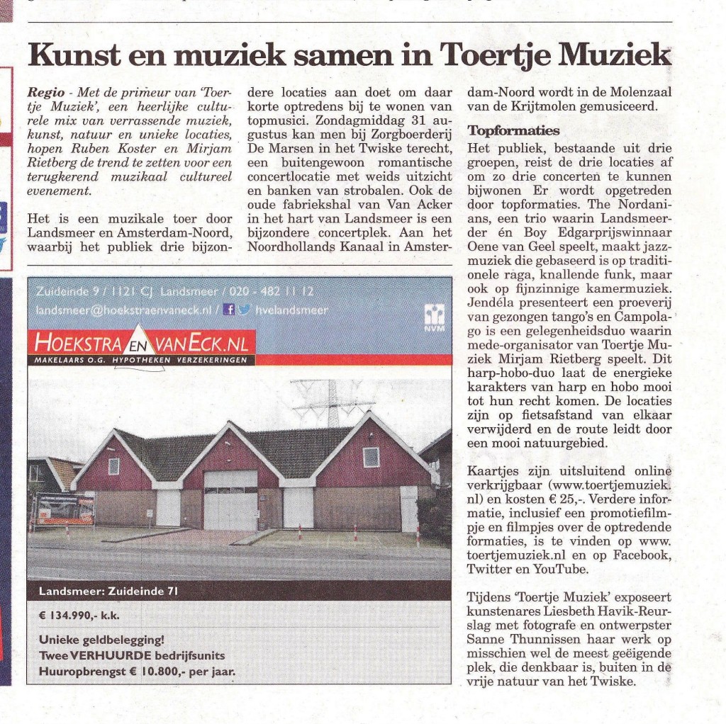 Toertje Muziek - Kompas voorpagina-artikel 2